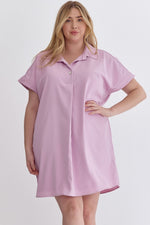 Entro Plus Lilac purple satin-like tunic dress with collar