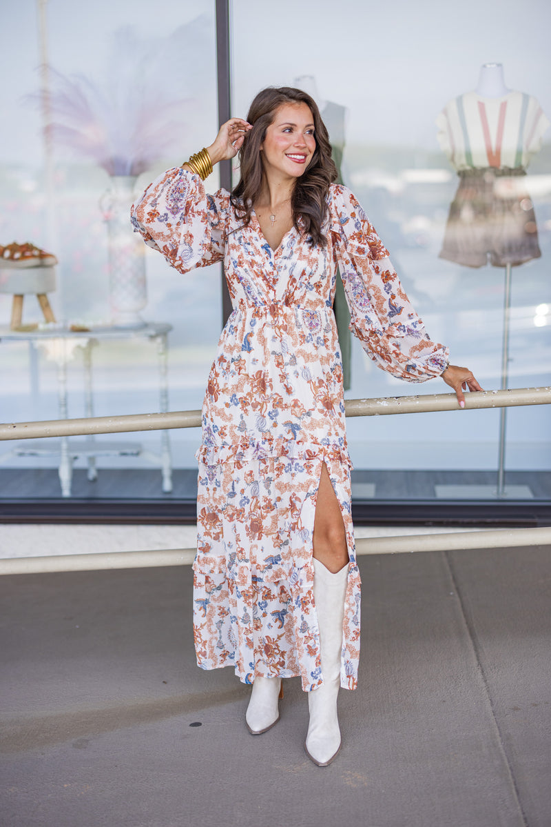 designer dupe fall floral maxi dress