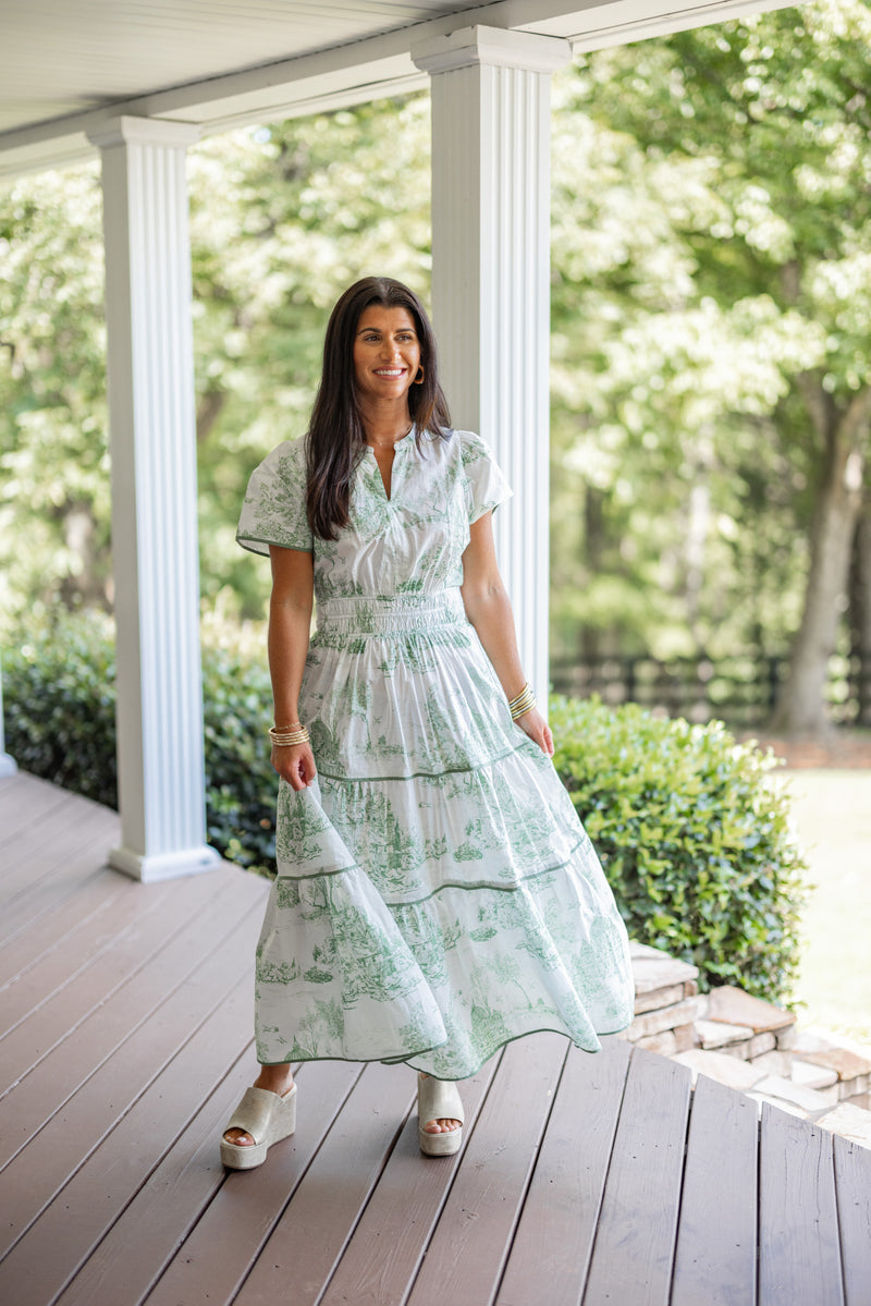 green willow print maxi dress