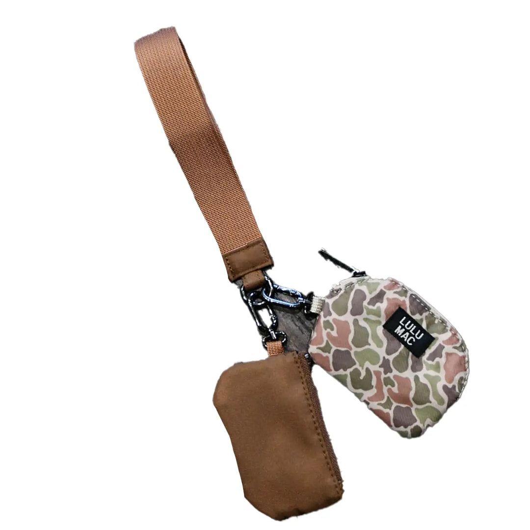 lulu mac brown camo doble pouch wristlet