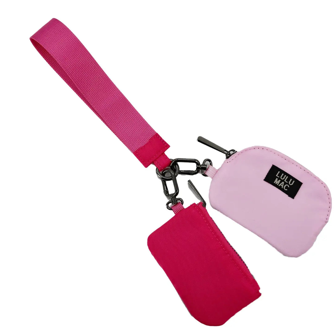 lulu mac double pouch hot pink wristlet