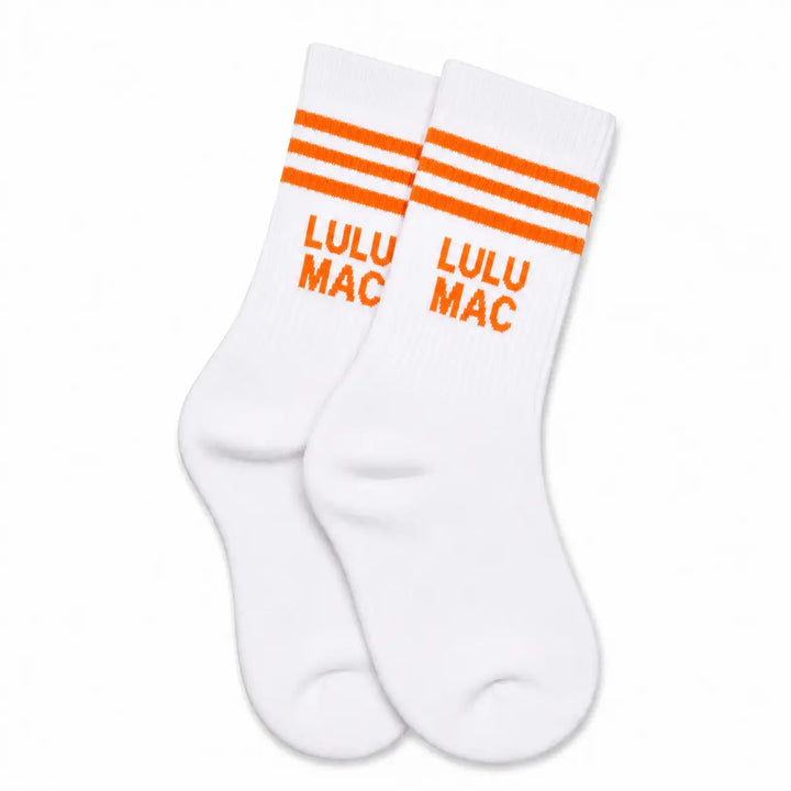 Lulu Mac Single Pair Socks Orange and White