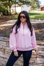 pink scuba quarter zip pullover