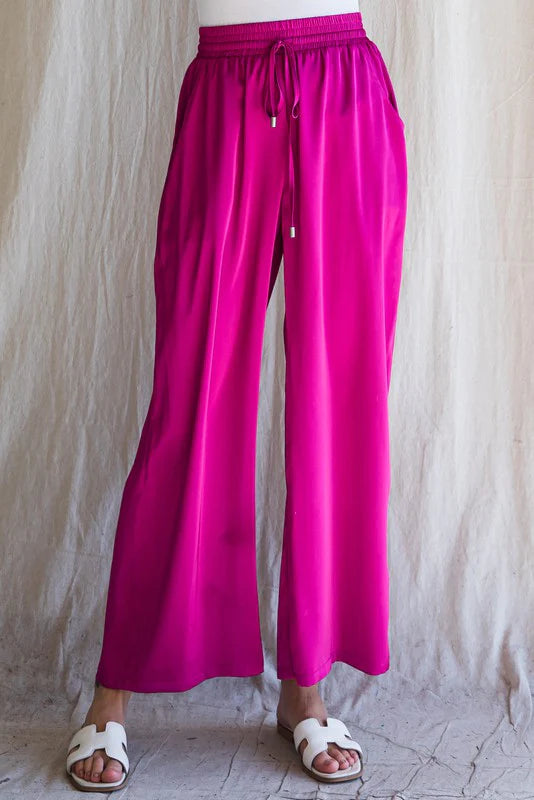 satin magenta pants jodifl