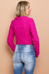 magenta textured basic top