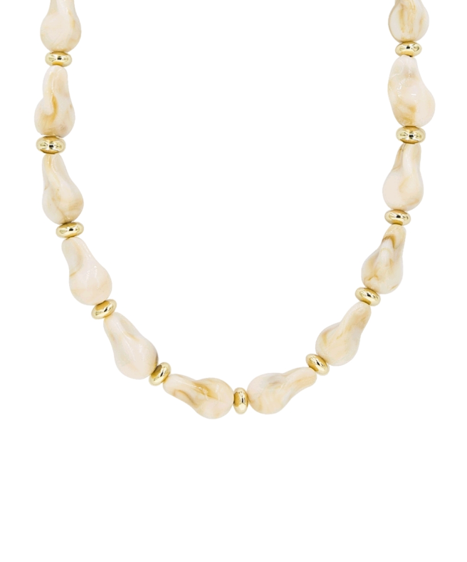 beige tan marble beaded necklace