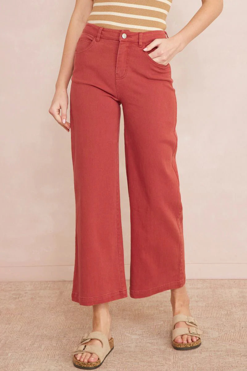 entro marsala wide leg soft denim pants