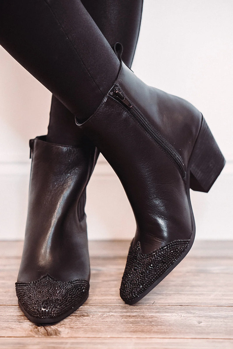 matisse black rhinestone western ankle boots