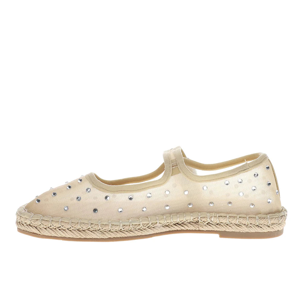 matisse meg beige mesh ballet flats adjustable 