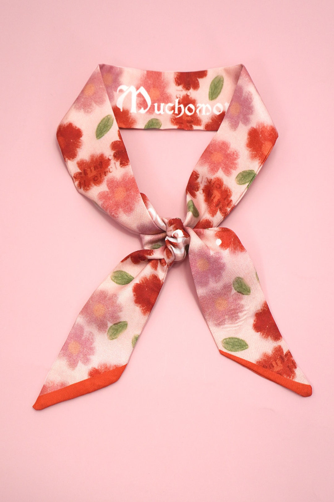 mauve floral twilly scarf wrap necklace