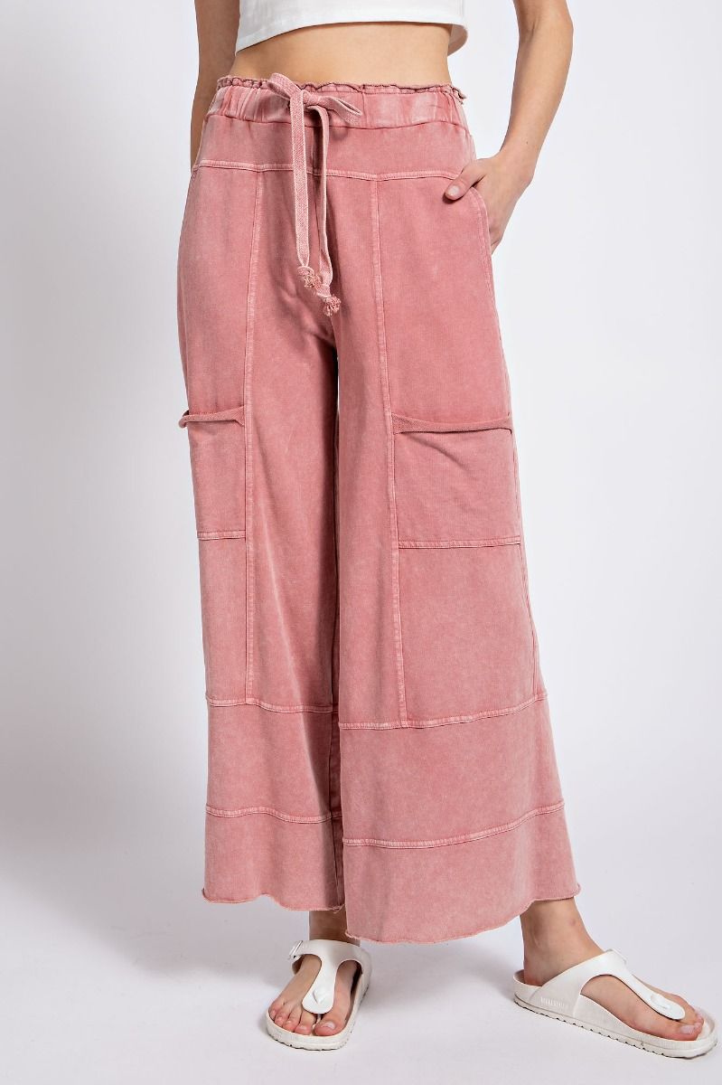 mauve wide leg cargo pants