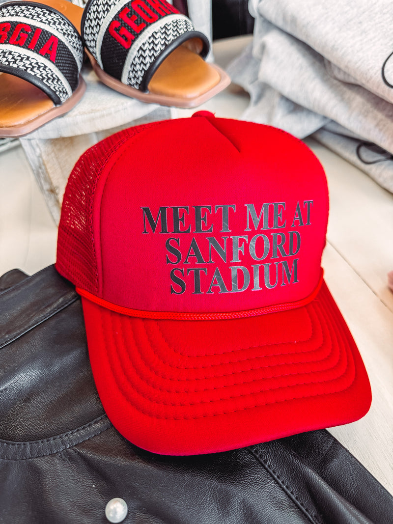 meet me at sanford stadium trucker hat