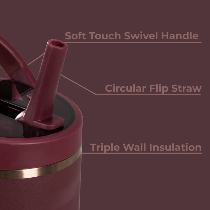 40oz Merlot Hydrojug sport stainless cup showing design