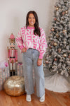 pink white merry sweater