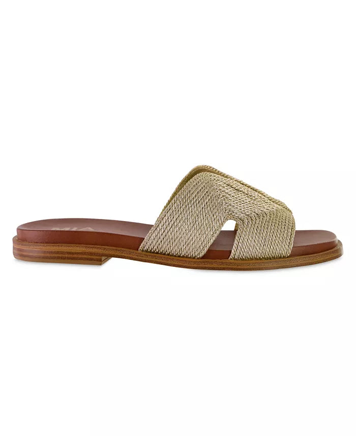 mia dia gold woven slide sandals