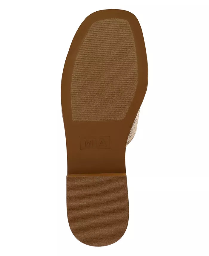 mia dia gold woven slide sandals