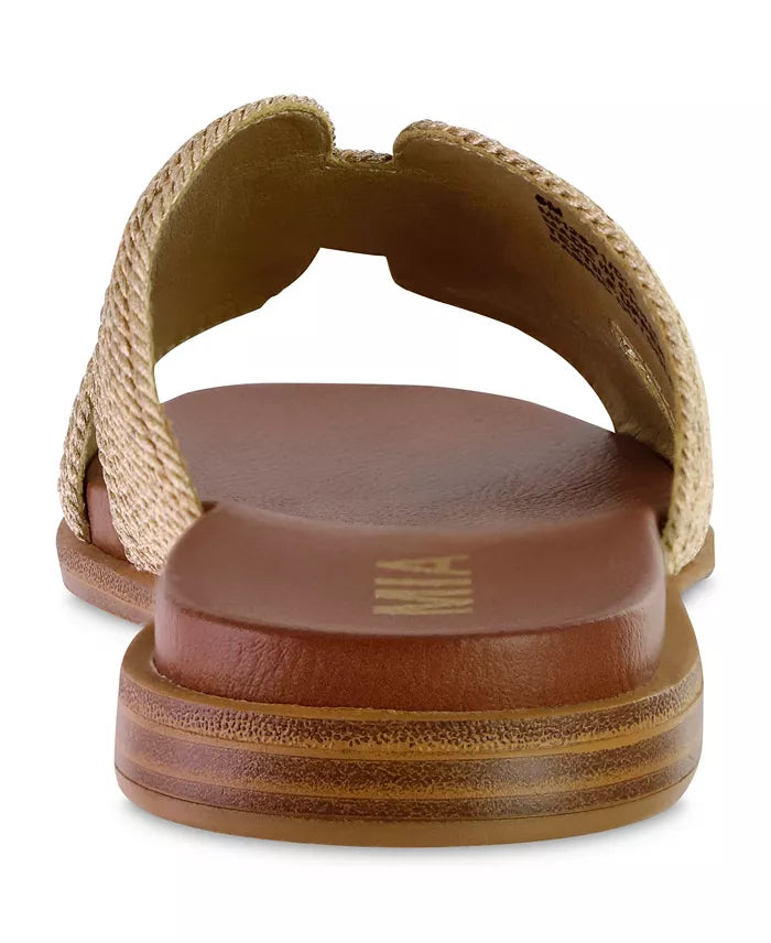 mia dia gold woven slide sandals