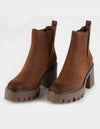 mia rusty cognac suede chunky lug boot chelsea