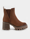 mia rusty cognac suede chunky lug boot chelsea