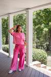 wide leg pink cargo lounge pant