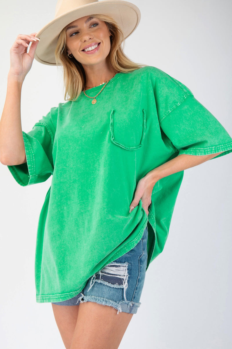 Perfectly Oversized Washed Evergreen Top