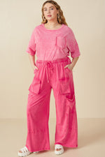 wide leg pink cargo lounge pant