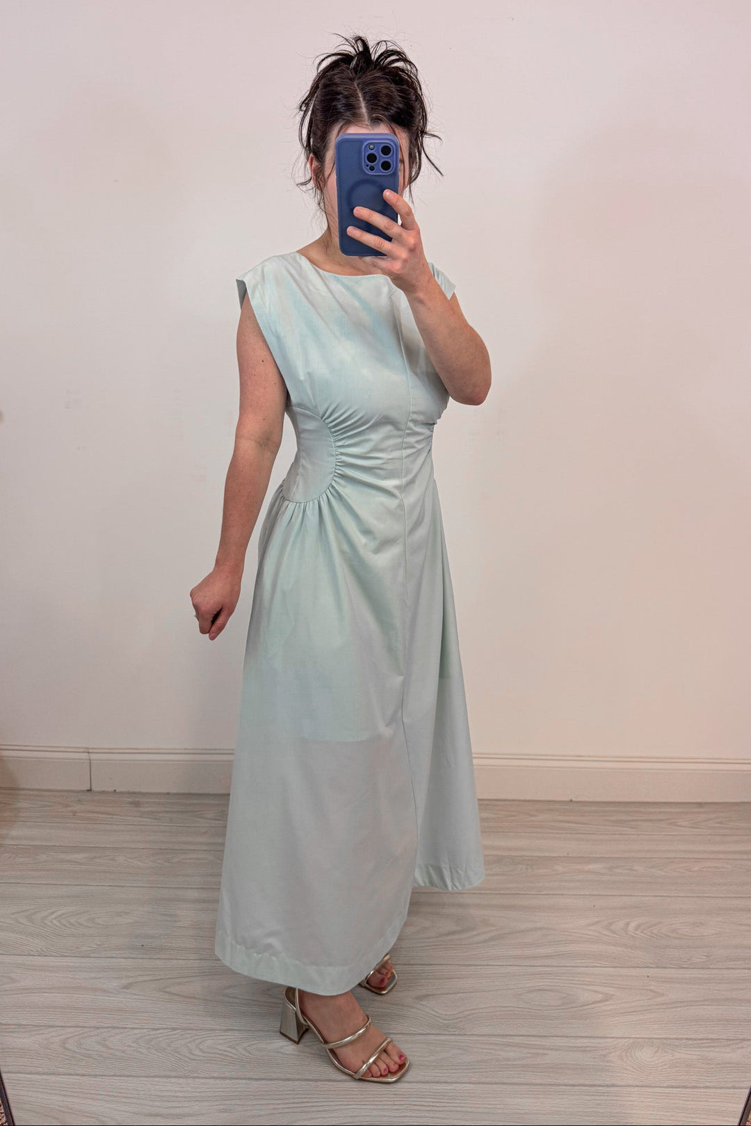 heyson mint blue cinch waist midi maxi dress