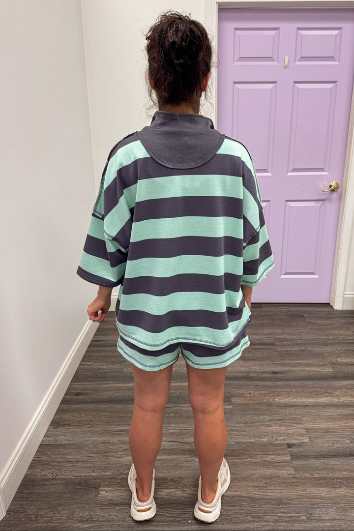 mint striped matching set back