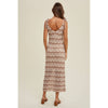 Wishlist Crochet maxi dress with mocha, taupe, and ivory striped chevron pattern 