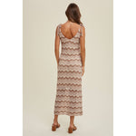 Wishlist Crochet maxi dress with mocha, taupe, and ivory striped chevron pattern 