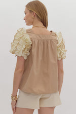 entro mocha puff sleeve top