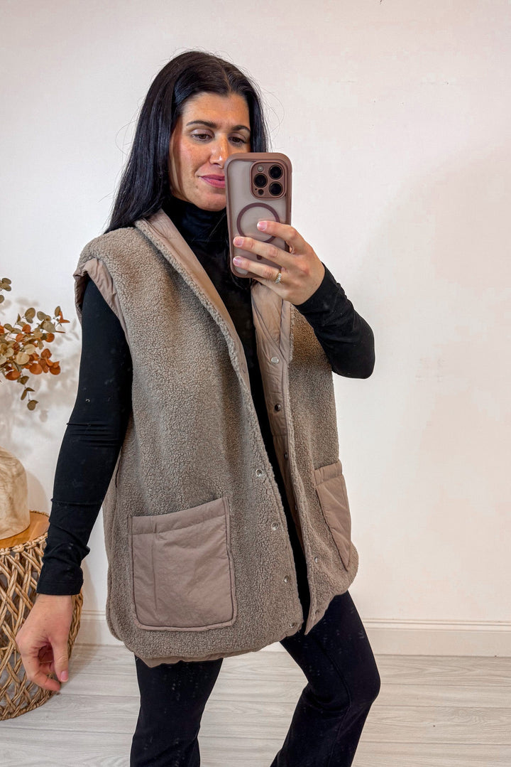 mocha reversible womens vest