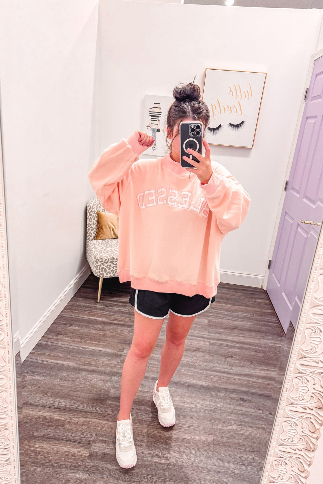 blessed mock neck park dupe sweatshirt side