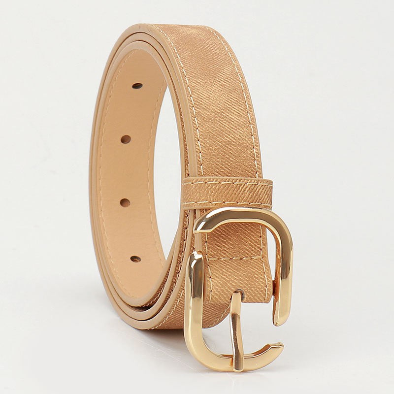 modern taupe faux leather belt