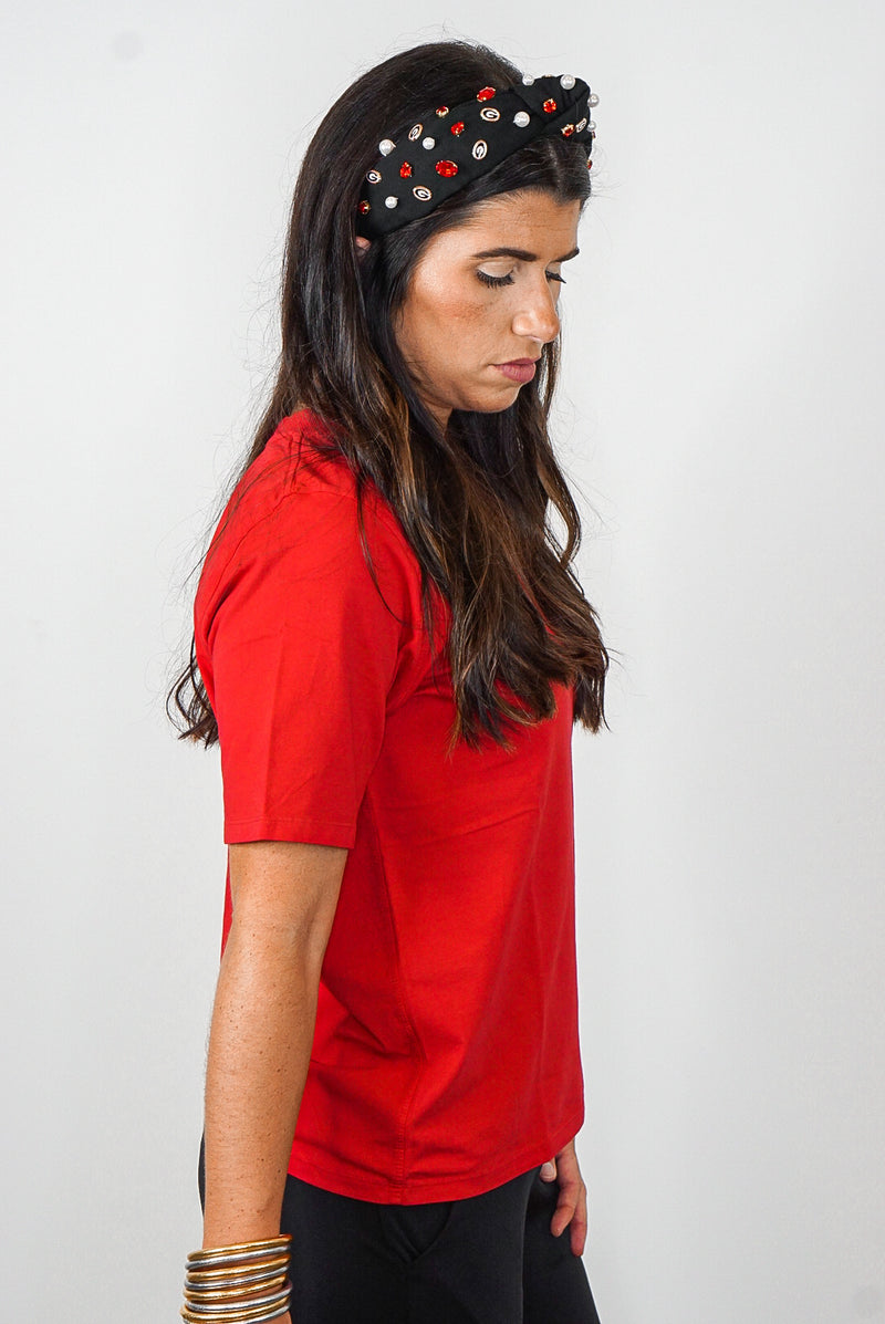 mono b red boxy casua ladies tee