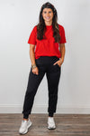 mono b red boxy casua ladies tee