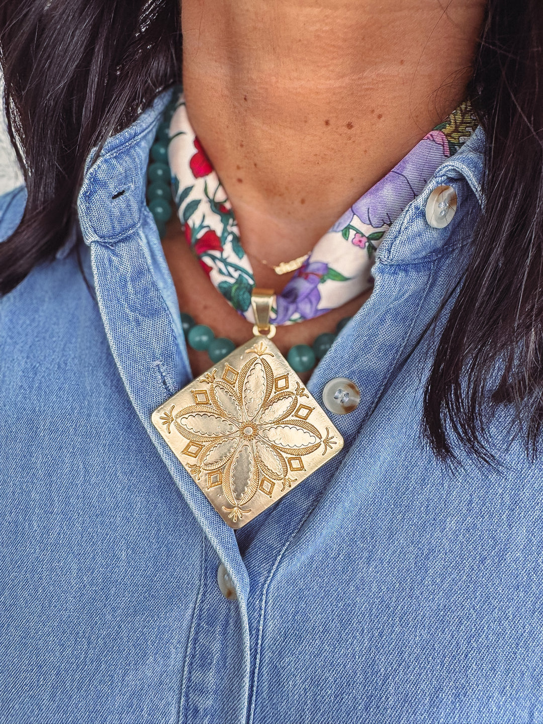 multi floral fall scarf necklace