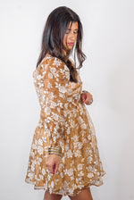 mustard overlay floral dress