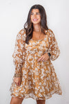 mustard overlay floral dress