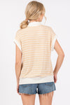 Ces Femme & Time After Time Mustard yellow and ivory striped top with collar in textured knit