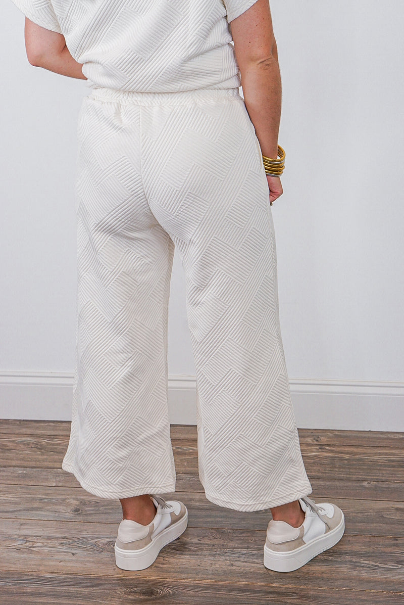 my heart textured cream pants set