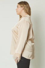 natural feather satin top