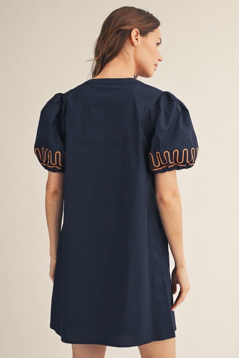 Autumn Accents Navy And Caramel Dress