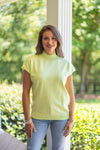 lime mock neck short sleeve sweater