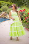 summer lime green ric rac scalloped piping maxi