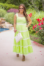 summer lime green ric rac scalloped piping maxi