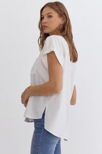 Entro Button down hi-low top in off white