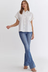 Entro Button down hi-low top in off white