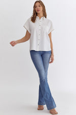 Entro Button down hi-low top in off white