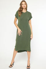 Entro Olive green ribbed dress 